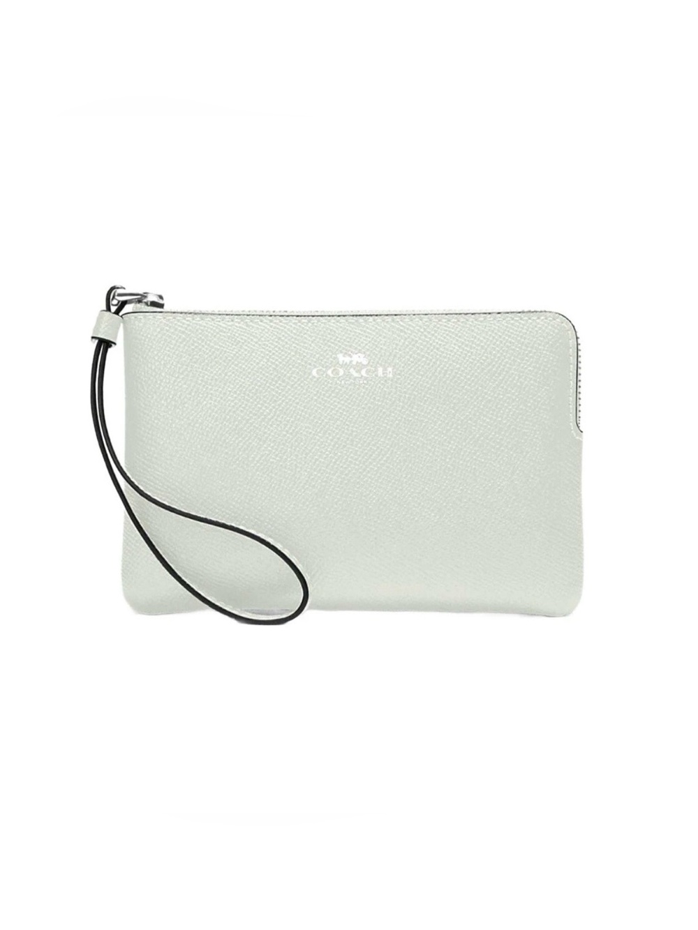 Coach Sage Green Crossgrain Leather Side Zip Wristlet